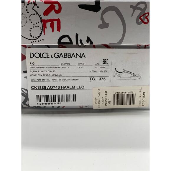 Dolce & Gabbana Leopard-Print Portofino Low-Top Sneakers sz. 38.5 EU (8.5 US) - Picture 11 of 11